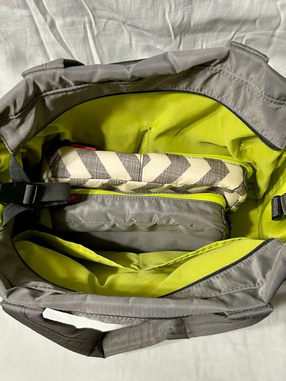 Skip Hop Diaper Bag with Two Smaller Accessory Bags & Folding Changing Pad Gray